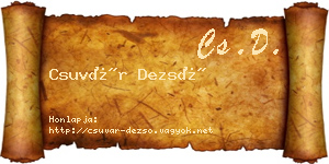 Csuvár Dezső névjegykártya